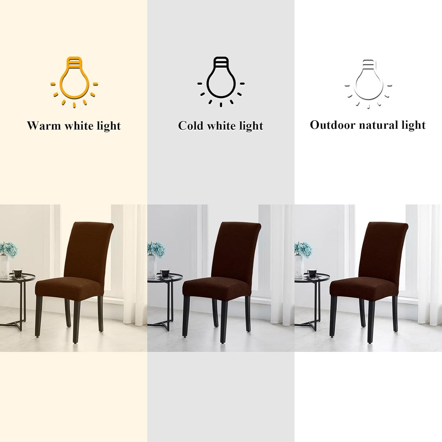 Joccun Chair Covers for Dining Room Set of 6,Dining Chair Slipcovers Stretch Dining Room Chair Covers Seat Protector,Washable Parsons Chair Cover for Home,Hotel(Chocolate,6 Pack)