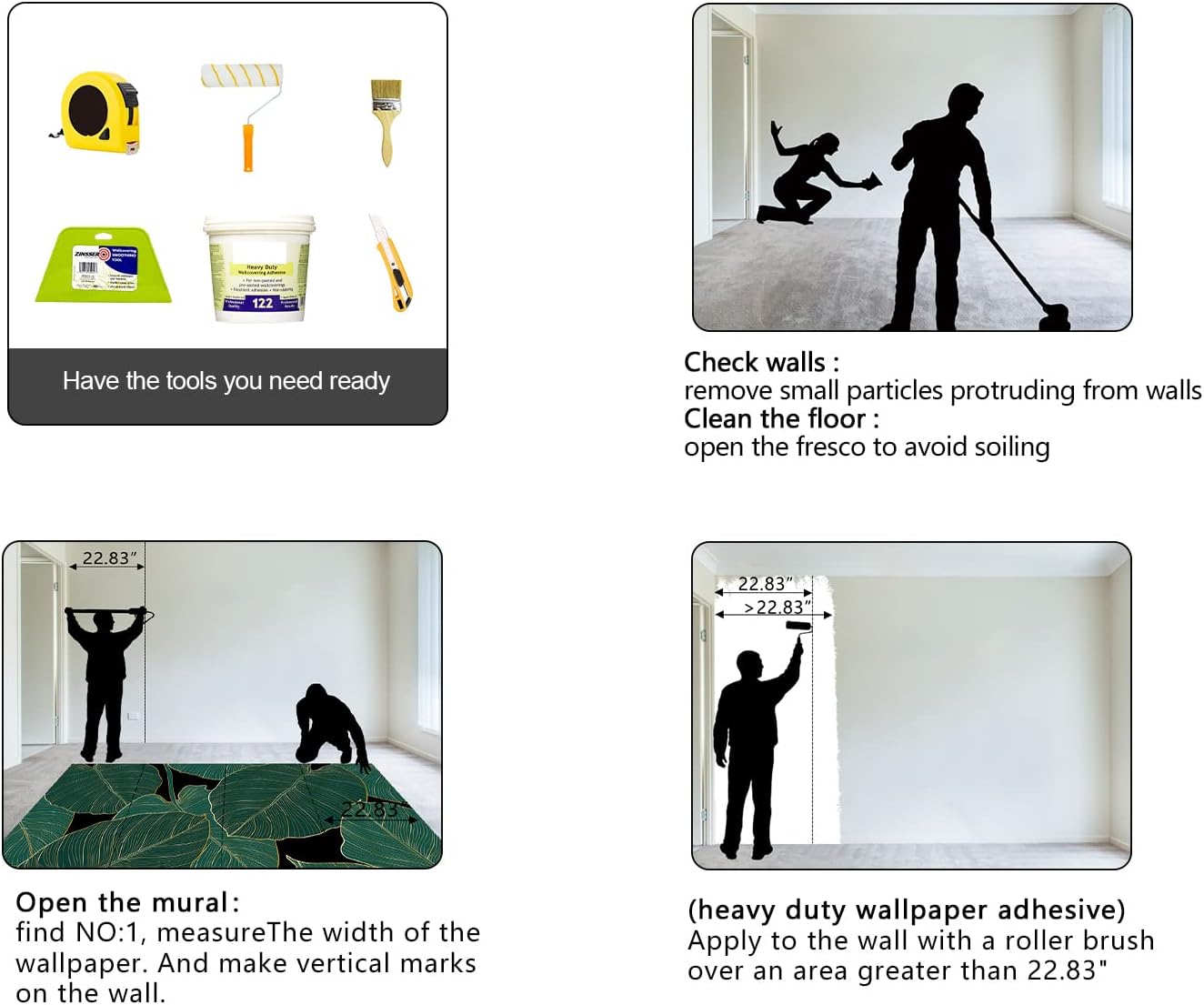 Black and Gold Leaf Mural Bedroom Tropical Green Botanical Wallpaper Room Plant Decor Living Room tv Background Large Wall Mural - 91"x65" (Not Peel and Stick)