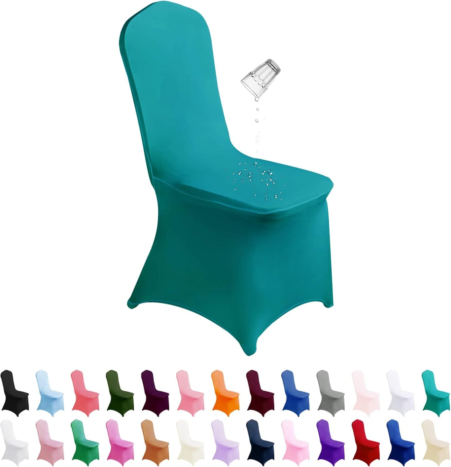 SUPERO Waterproof Spandex Chair Cover 12PCS, Stretch Dining Chair Covers, Polyester Outdoor Chair Covers, Protector Stretch Chair Cover for Party Universal, Banquet, Wedding Event, Hotel(Turquoise)