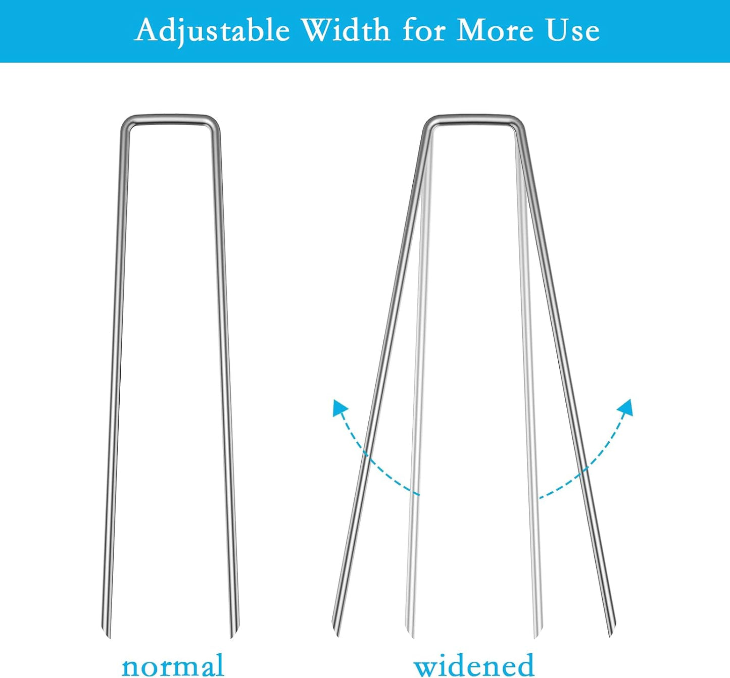 RAOOKIF 12 Inch Galvanized Garden Landscape Staples, 20/50/100/200Pcs Garden Metal Stakes, 11 Gauge Heavy Duty Ground Stakes for Decoration, Fence and Lawn Use, Fabric Pins (50, 12 Inch)