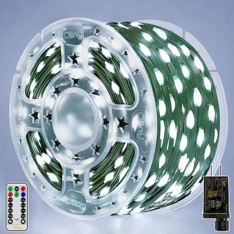 Ollny Christmas Lights Outdoor, 393FT 1200 LED IP67 Waterproof Christmas Tree Lights with 8 Modes Remote Timer, String Lights for House Yard Outside Indoor Xmas Decorations Cool White