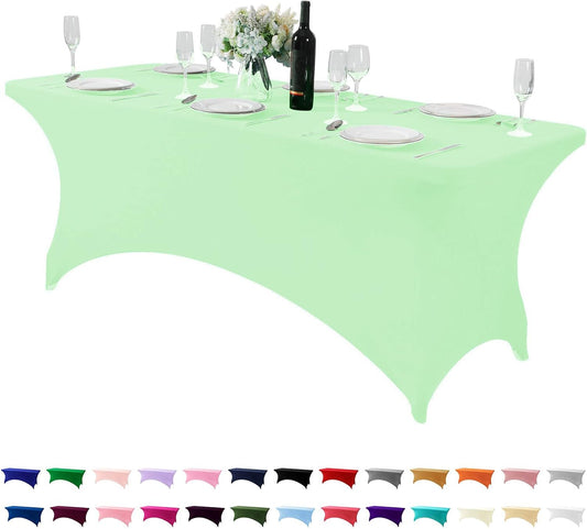 Spandex Table Cover for 6Ft or 4fT or 8ft Table Universal Fitted Stretch Tablecloth for Party, Banquet, Wedding and Events-Mint