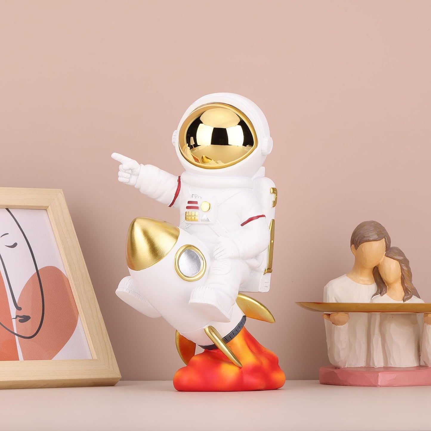 Astronaut Decor,Astronaut Rocket Figurines and Sculptures,Astronaut Figurine Space Themed Bedroom Decor,Desktop Decor,Shelf Decor,Gifts for Space Lovers,the Astronaut Jin Figurines,Space Decor Gifts