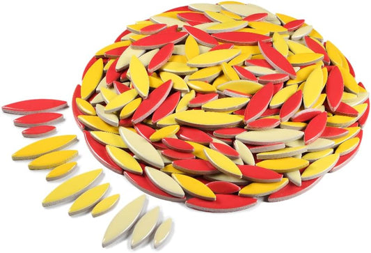 VerzTile Mosaic Tiles for Crafts - Petal Shaped Ceramic Tile Craft Hobbies & Art Projects 39 Color Options Endless Creativity DIY Design (Red & Yellows Mix)