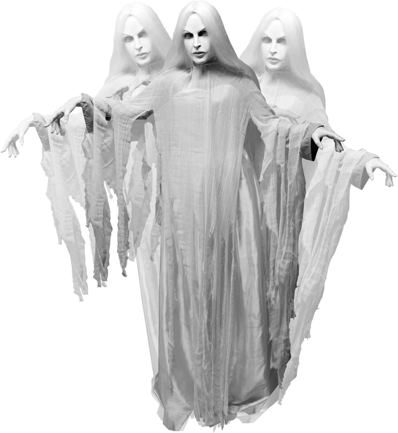 Haunted Hill Farm Rising Ghost Woman by Tekky, Battery-Operated, Sound Activated Animatronic with Sound Effects for Indoor or Covered Outdoor Creepy Halloween Decoration