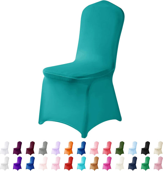 Spandex Chair Covers, 12PCS, Washable Protector for Living Room, Party, Banquet, Wedding, Hotel (Turquoise)