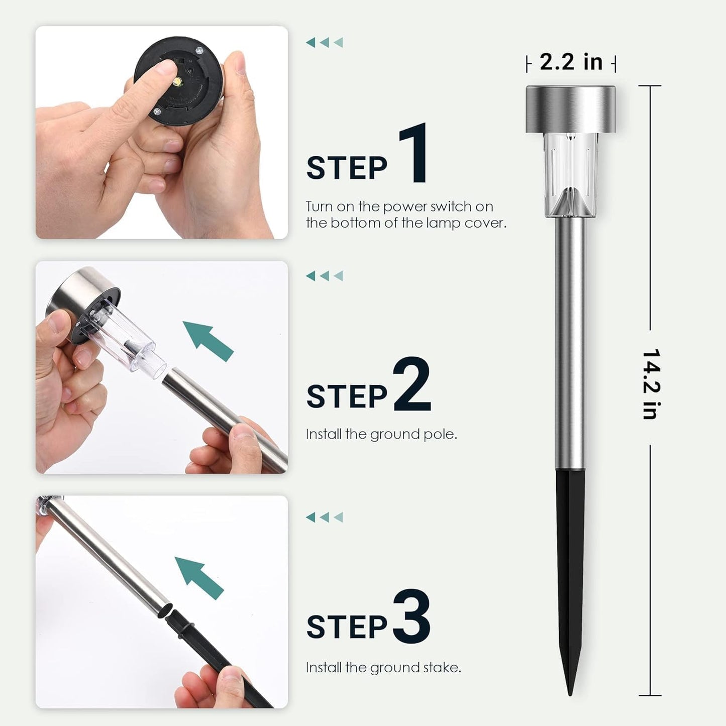 GIGALUMI Solar Lights Outdoor Waterproof, 20 Pack, Stainless Steel LED Solar Garden Lights for Patio, Lawn, Yard and Landscape, Garden Decor Patio Decor,Warm White