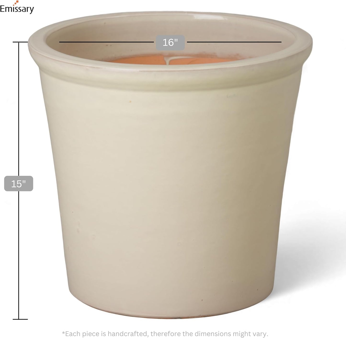 Emissary Round Stoneware Planter (Parent SKU 12012) (Cream, 16" D x 15" H)