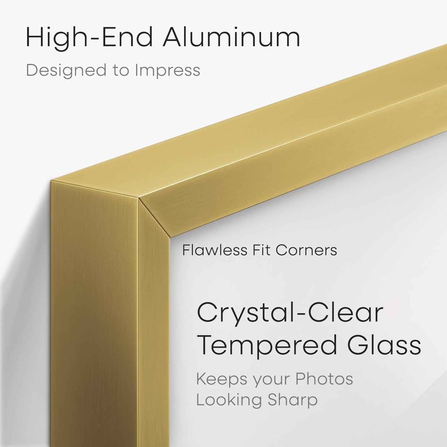 Homeforia 14x22 Picture Frame Gold, High End Metal 14x22 Poster Frames with Mat 12x16 Photo, 14 x 22 Gold Frames Matted to 12 by 16 Print, 22x14 Thin Hanging Frames, Tempered Glass, Wall Kit, Set of 1