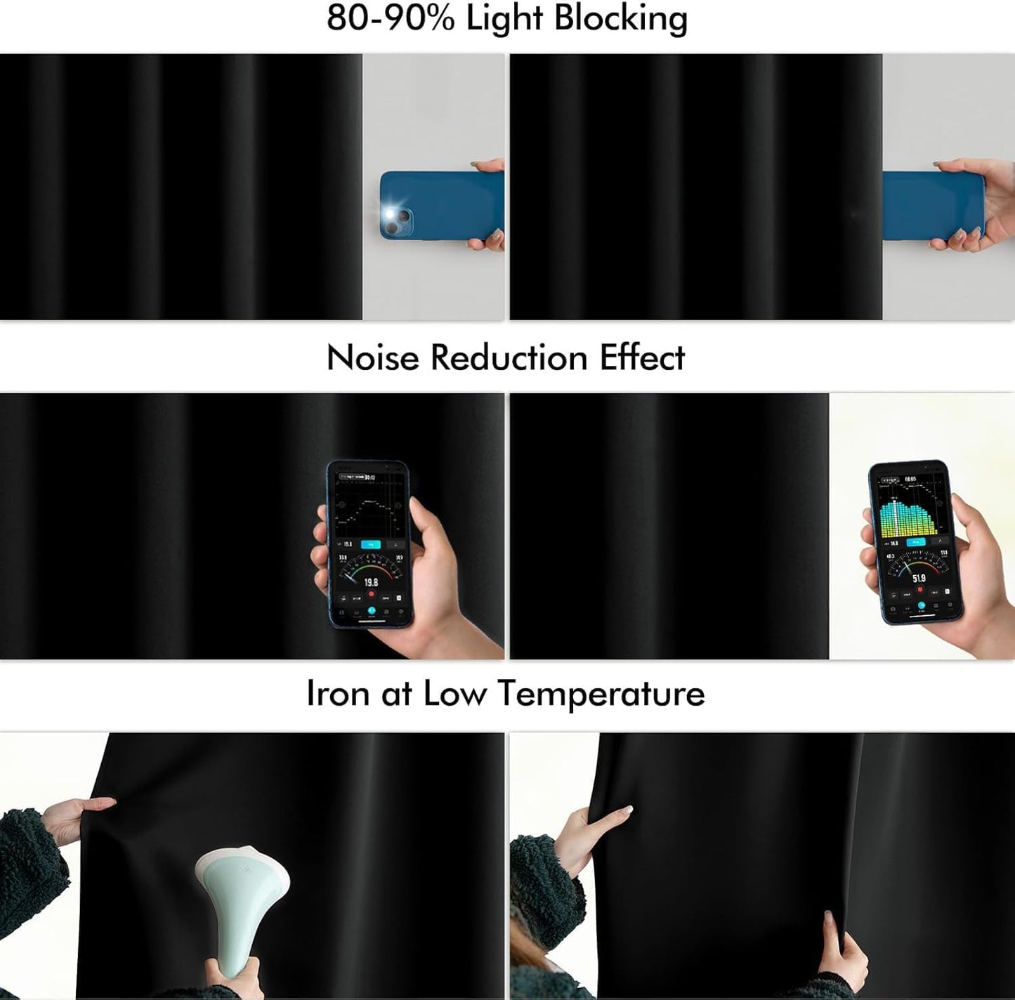 MIULEE Black Back Tab Blackout Curtains 54 Inch Length 2 Panels Set for Living Room Bedroom Privacy, Halloween Rod Pocket/Pinch Pleat Thermal Insulated Room Darkening Pleated Light Blocking Drapes