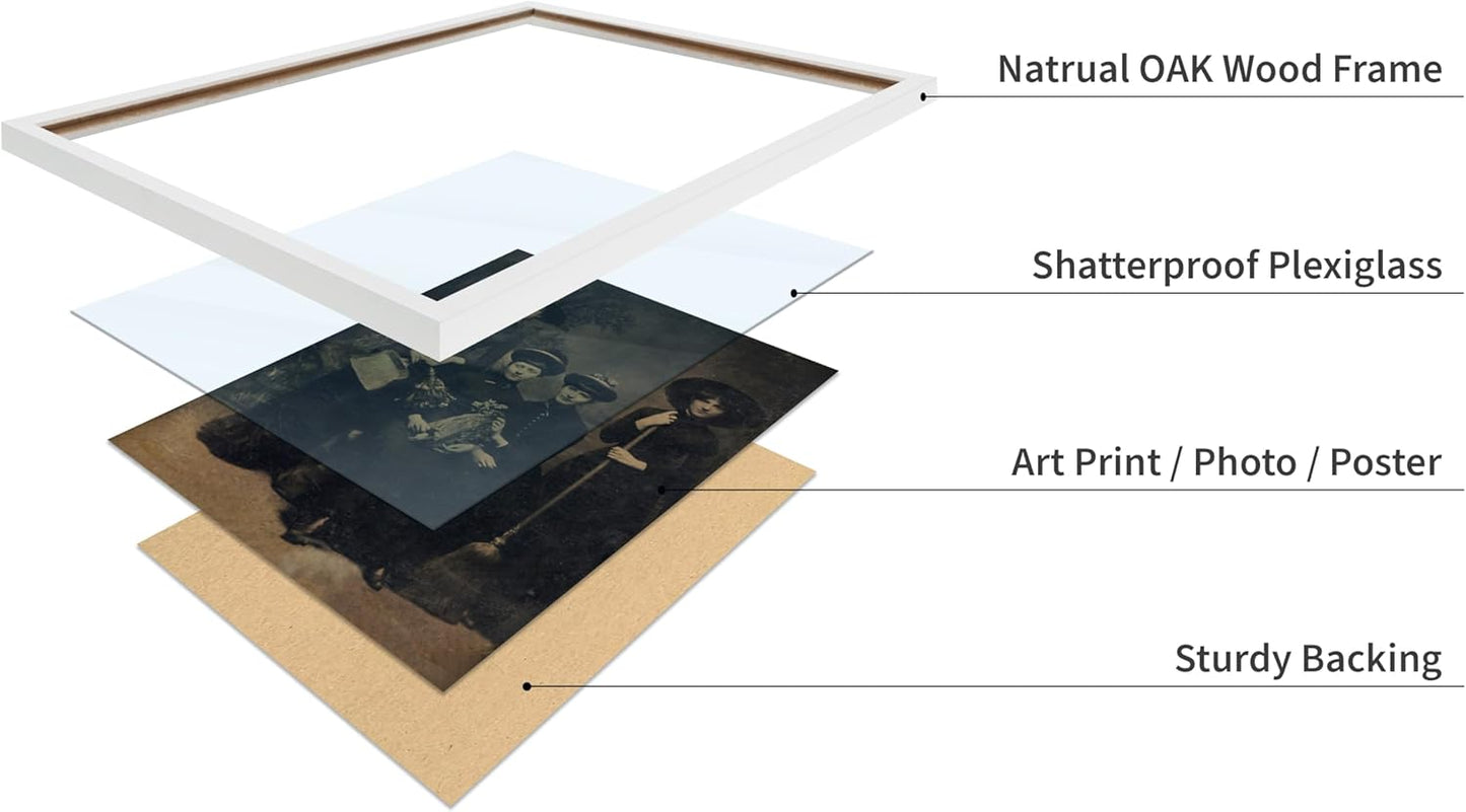 Poster Master Vintage Photograph Poster - Retro Halloween Print - Gift for Artist, Friend - Four Witches Wearing Robes, Sabbath, Coven, Sorcery - Wall Decor for Home, Office, 16x20 White Framed