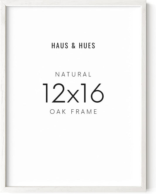 HAUS AND HUES 12x16 White Picture Frames - 12x16 Picture Frame White Photo Frame 12x16, Wood Picture Frames 12x16 Wood, White Frames, 12x16 Frame White Photo Frame 12 x 16 (White Oak Frame)