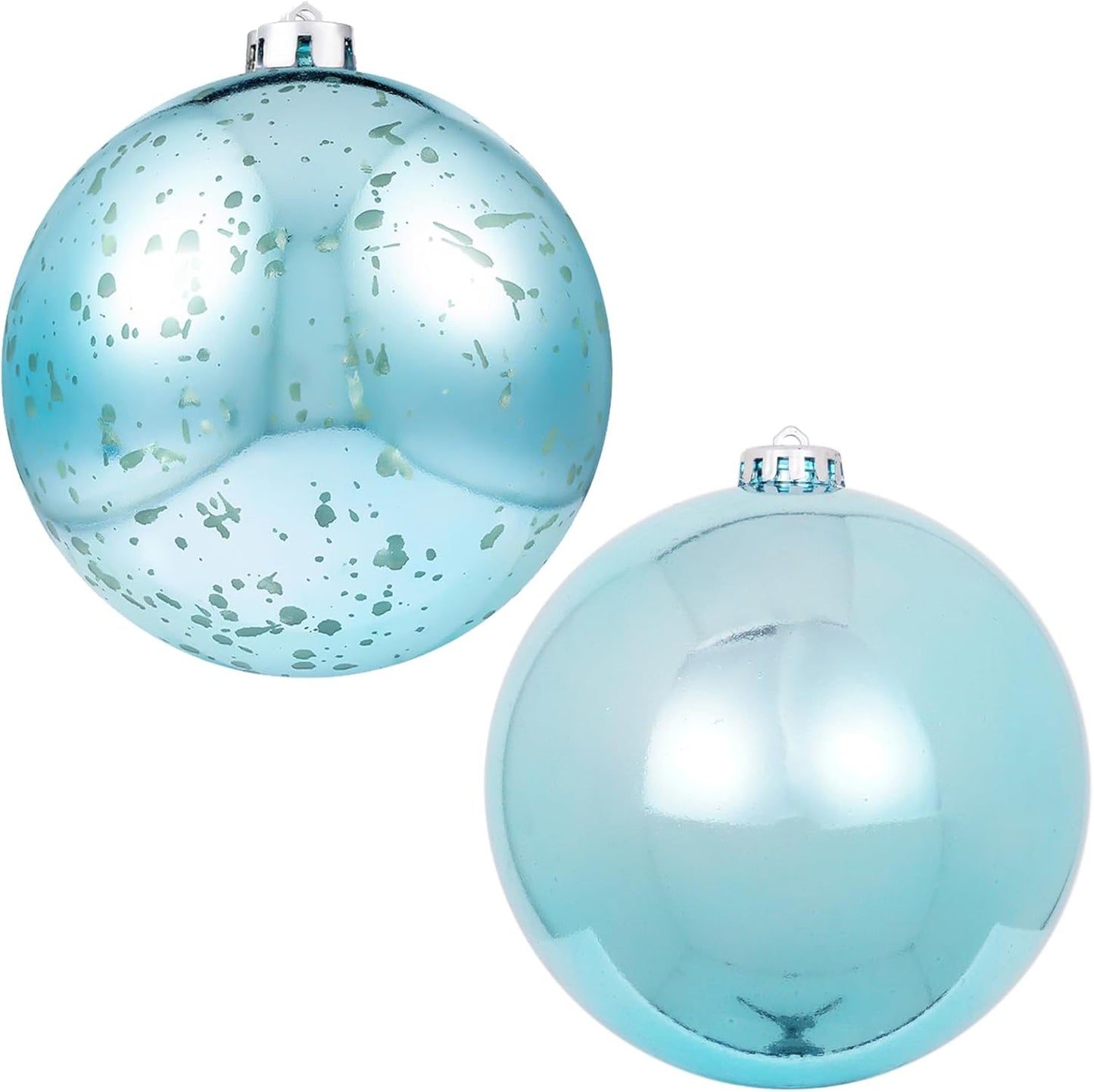 XmasExp Large Christmas Ball Ornaments,2pcs Ligh Blue Giant Shatterproof Plastic Hanging Mercury Xmas Ball Decorations Christmas Tree Ornaments (Lake Blue, 6")