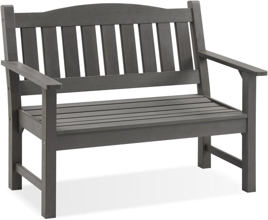 Psilvam 2-Person Outdoor Memorial Bench, All-Weather Poly Lumber Garden Bench, Rot-Resistant Outdoor Patio Bench for Park,Porch,and Church(Grey)