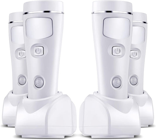 Enhon 4 in 1 LED Emergency Lights for Home Power Failure, 4 Pack Rechargeable Plug in Flashlight Motion Sensor Night Light, Automatic Turn On Power Outage Light for Home Hurricane Supplies(White)