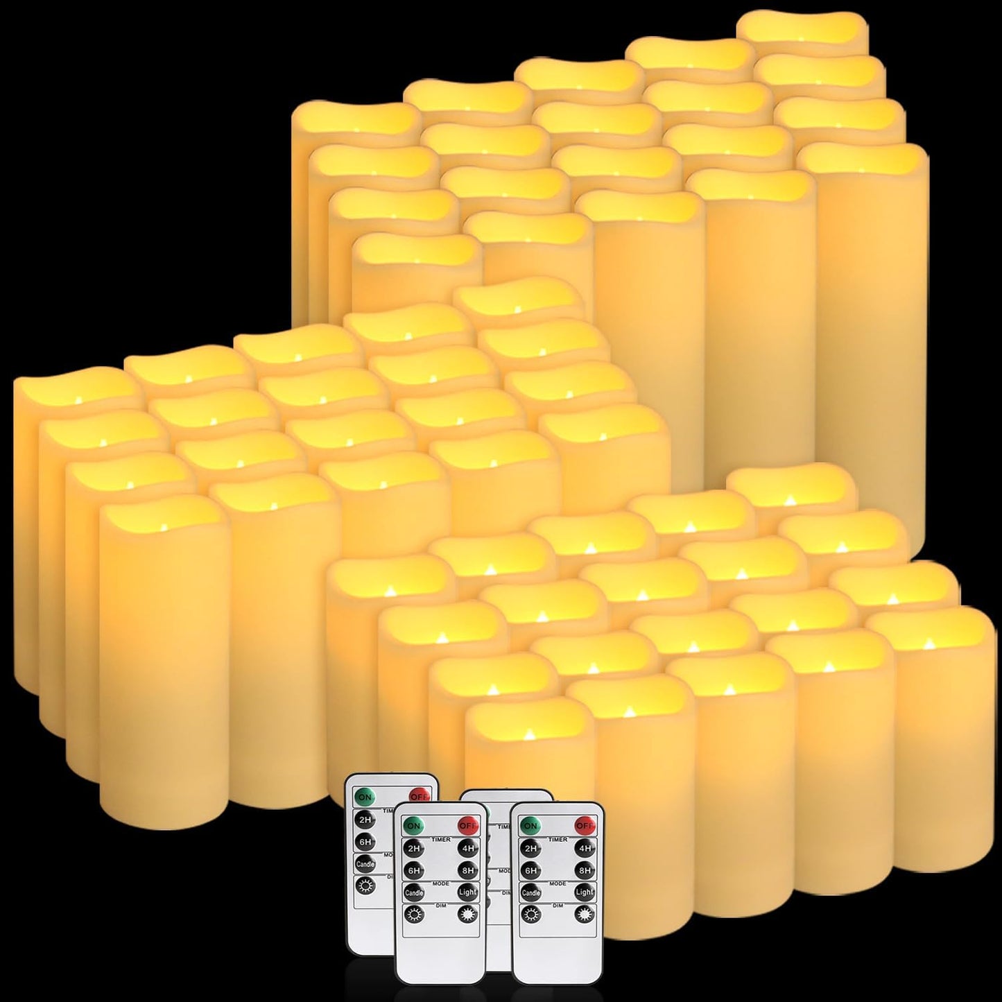 48-Pack LED Flameless Candles with Remote Control - Perfect for Home, Parties, and Special Occasions - Create a Magical Ambiance Effortlessly(Three Sizes)