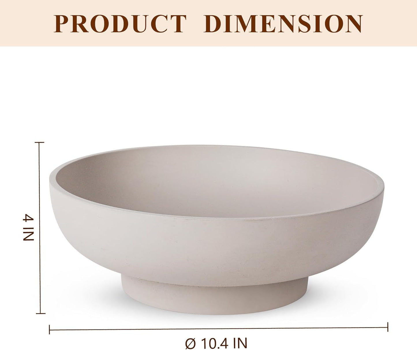 Large Decorative Concrete Bowl, Modern Handicraft Bowls for Home Decor, Decorative Fruit Bowl for Kitchen Counter, Stylish Key Bowl for Entry Table, Gray