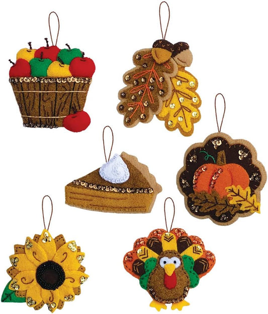 MerryStockings Harvest Thanksgiving Felt Ornament kit from (Set of 6)