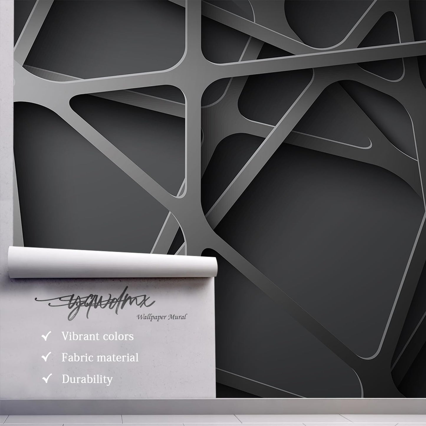 -3D Black Abstract Geometric Wallpaper Bedroom Living Room 140" x 91" (Not Peel and Stick)