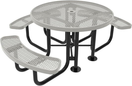 TRD3-GRY Heavy Duty Round Portable Picnic Table 3 Seat Handicap Accessible, 46", Grey, Made in America