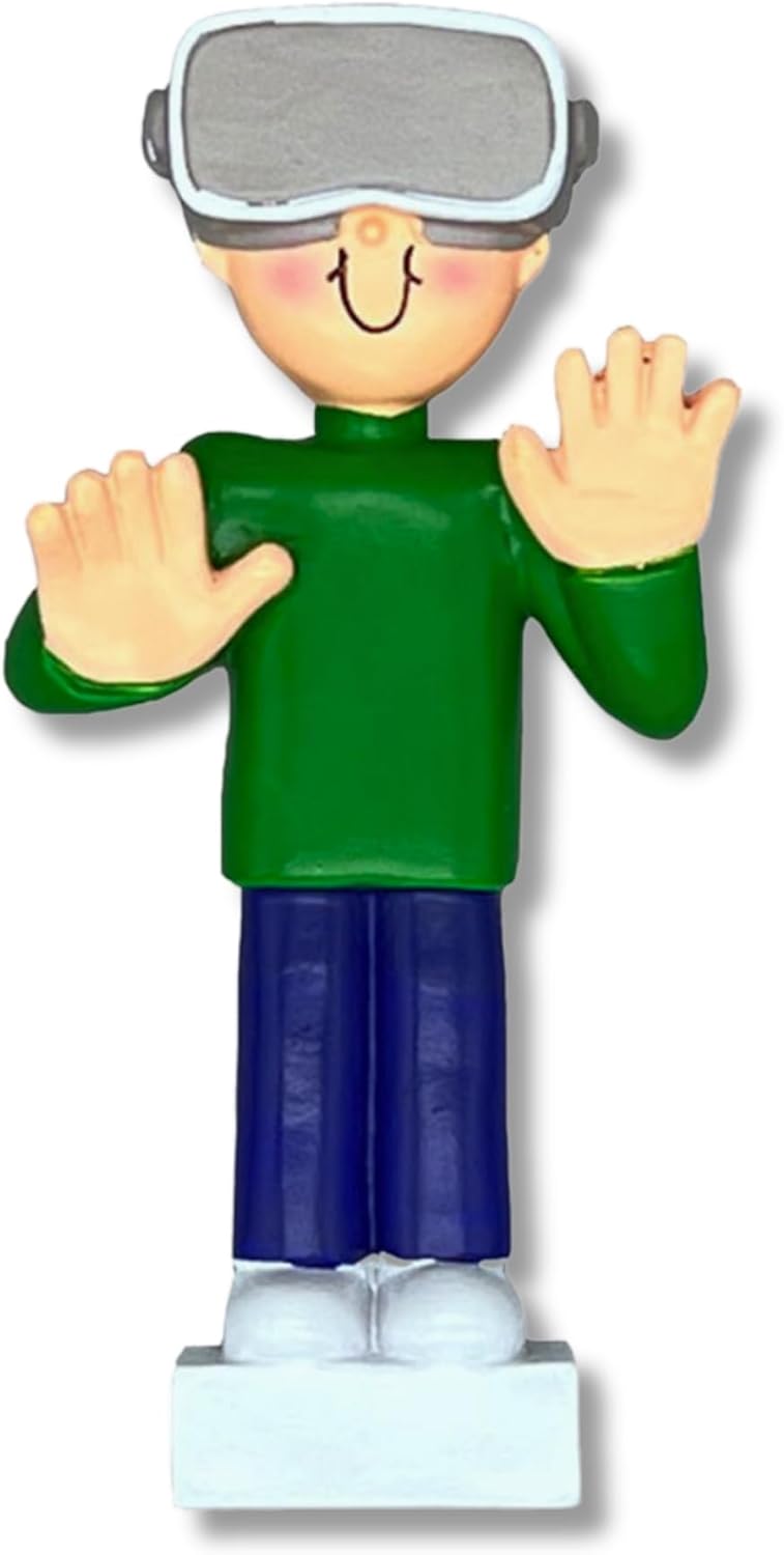 Ornaments by Elves - Personalized Virtual Reality Male Blonde Christmas Ornament - Tech Enthusiast Decor, Unique Gift for Boys, Teens, Brothers - Tree Decoration - in a Giftable Packaging