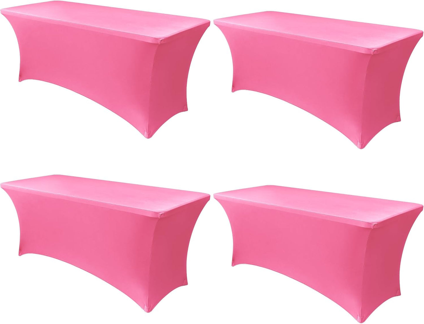 Obstal 6ft Stretch Spandex Table Cover - 4 Pack Universal Rectangular Fitted Tablecloth Protector for Wedding, Banquet and Party (Dark Pink, 72L x 30W x 30H Inches)