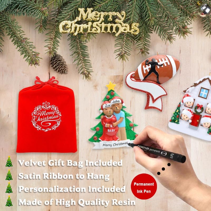 Personalized Family Ornament 2024, Bear Family of 5 Christmas Tree Ornament, Customized Teddy Bear Ornaments for Christmas Tree Decor, Unique Bear Gifts for Mom, Dad, Grandkids, Grandma, Grandpa