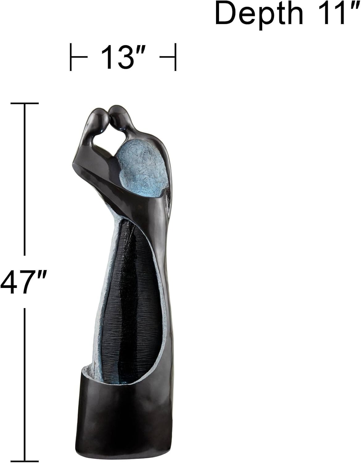 Modern Couple 47" High Large Indoor Outdoor Decor Black Resin Floor Fountain with Light LED Tall Standing Water Feature for Outside Garden Patio Yard Backyard Porch Deck Relaxation - John Timberland