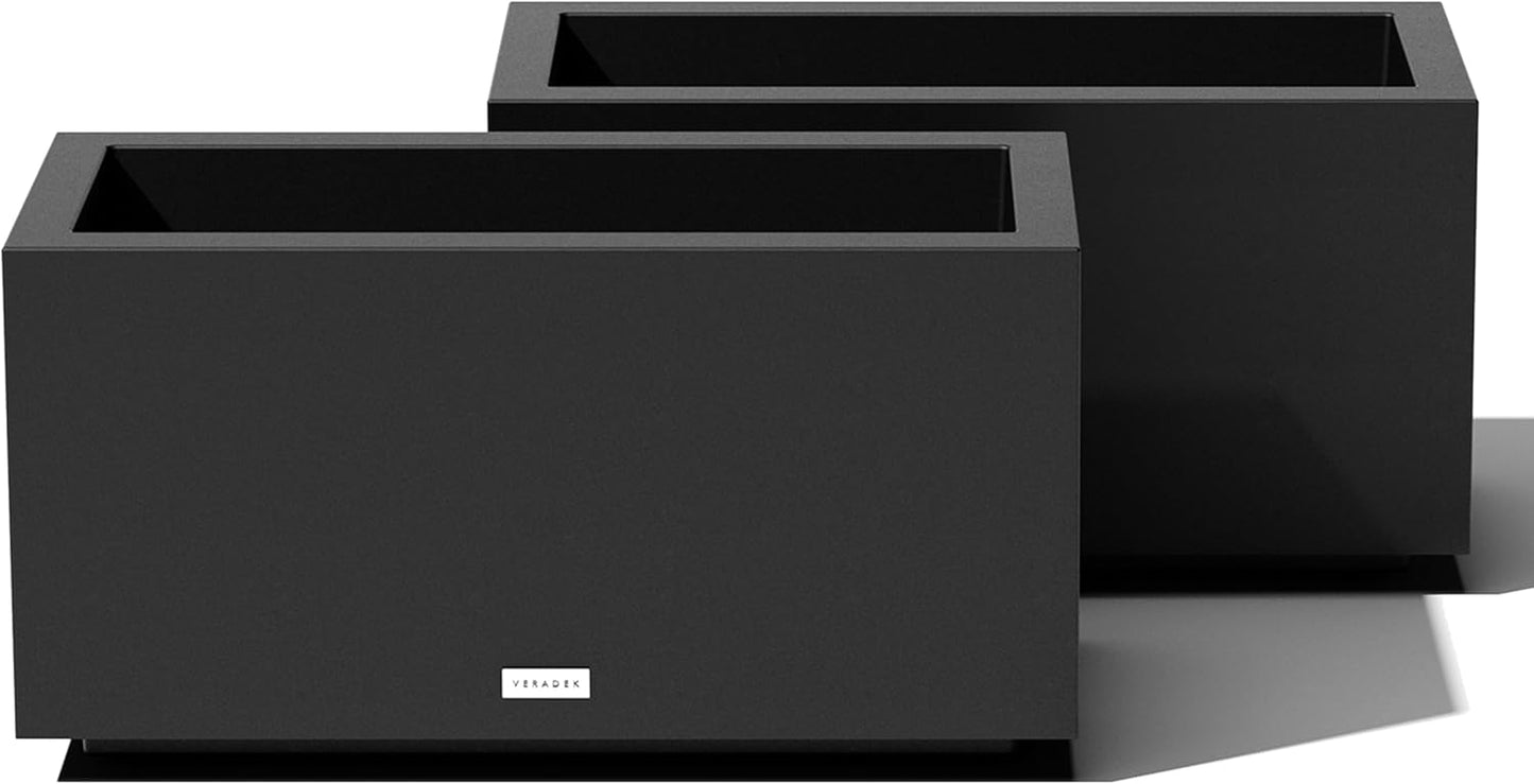 Veradek Block Series Long Box Planter - Large Rectangular Planter for Indoor or Outdoor Patio/Porch | Durable All-Weather Use with Drainage Holes | Modern Décor for Tall Plants, Flowers or Shrubs