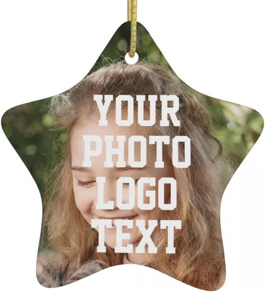 Custom Unique Photo Christmas Ornaments Personalized Family Xmas Tree Ornament with Your Picture and Text 2022 Pentagram Ornament, Decoration Gift (Pentagram)