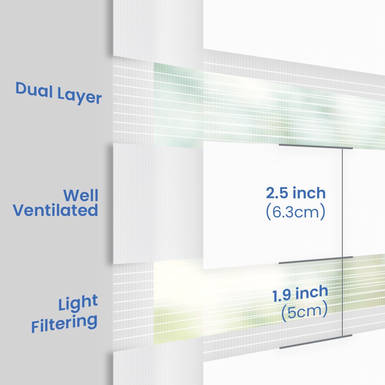 Foiresoft Standard Zebra Roller Blinds for Windows [W38 x H64 Inch, White, Basic], Light Filtering Dual Layer Shades for Bedroom, Living Room, Office, 13 Colors