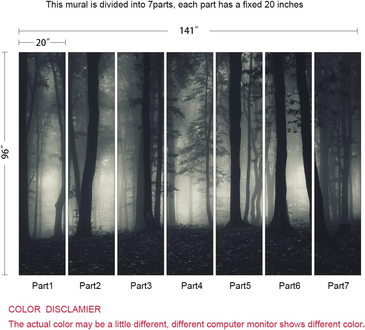 Foggy Forest Wallpaper Misty Jungle Rainforest Trees Nature Landscape Wall Mural(Not Peel n' Stick)