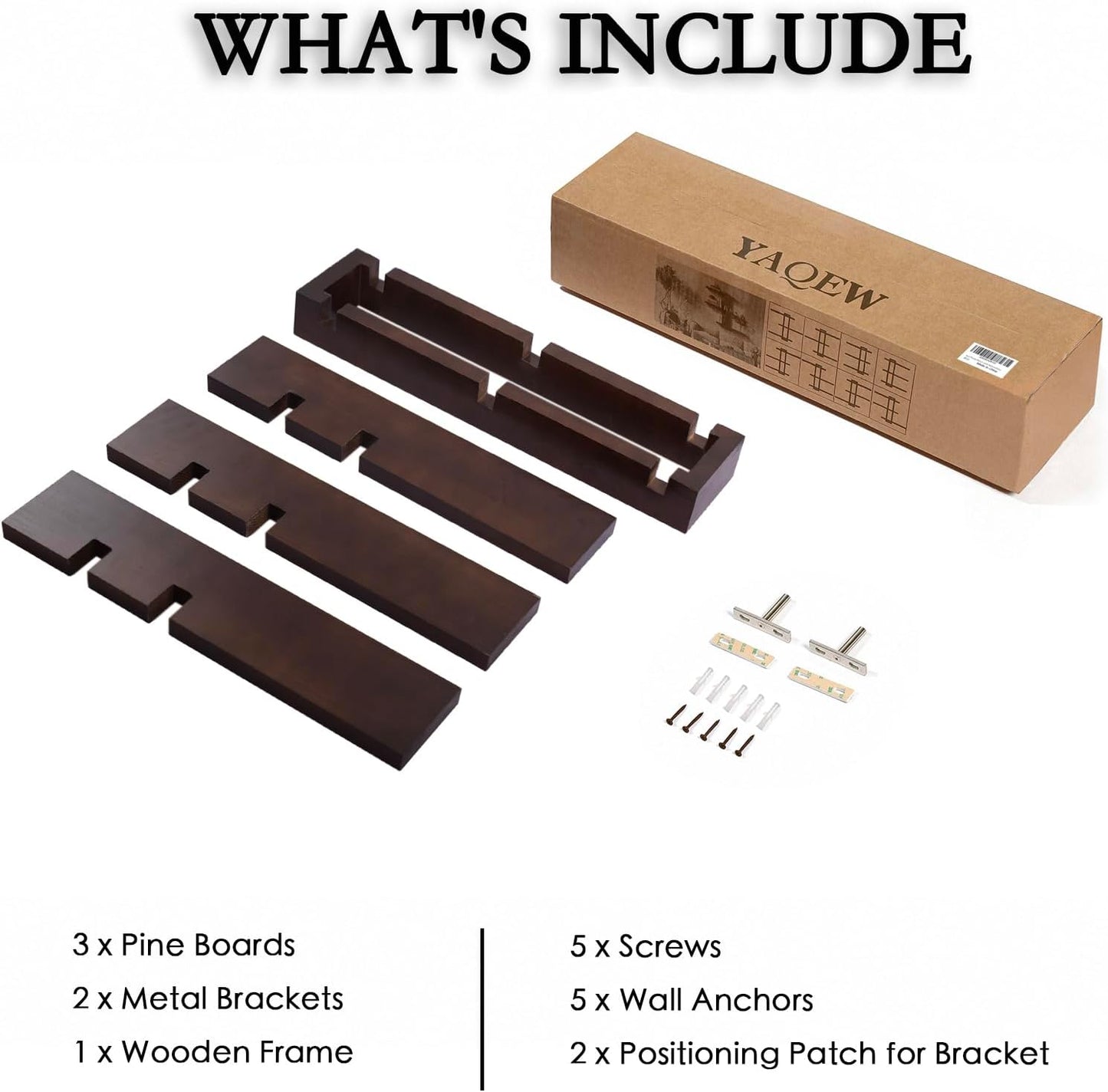 Variable Floating Shelves Wood Set of 3, Bathroom Shelves 28.35" Max, Rustic Shelves for Wall, Wall Shelves for Living Room Bathroom Bedroom Farmhouse - Dark Walnut Color - 28.35" x 23" x 4.3" Max