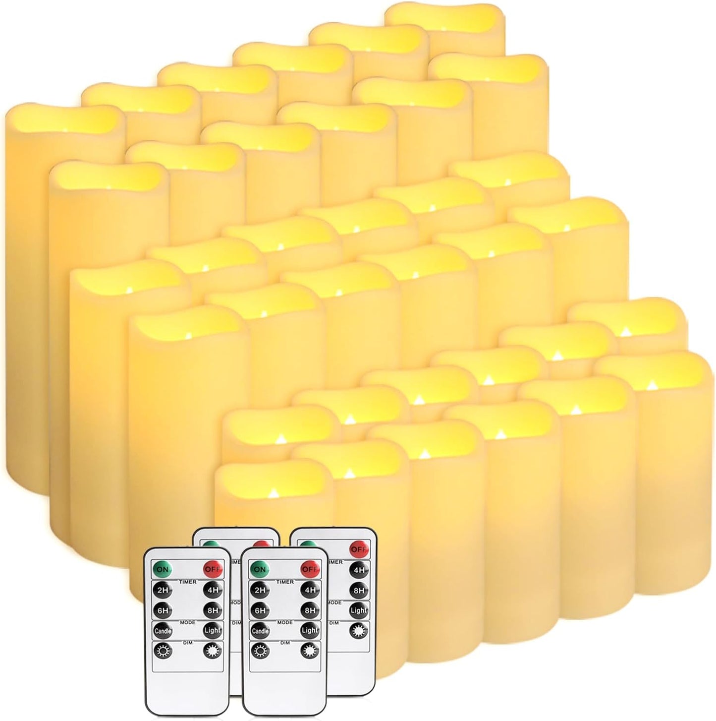 36-Pack Flickering Flameless Candles with Remote Control - LED Fake Candle Perfect for Wedding,Outdoor,Table,Halloween,Christmas Decor - Create a Magical Ambiance Effortlessly(Three Sizes)
