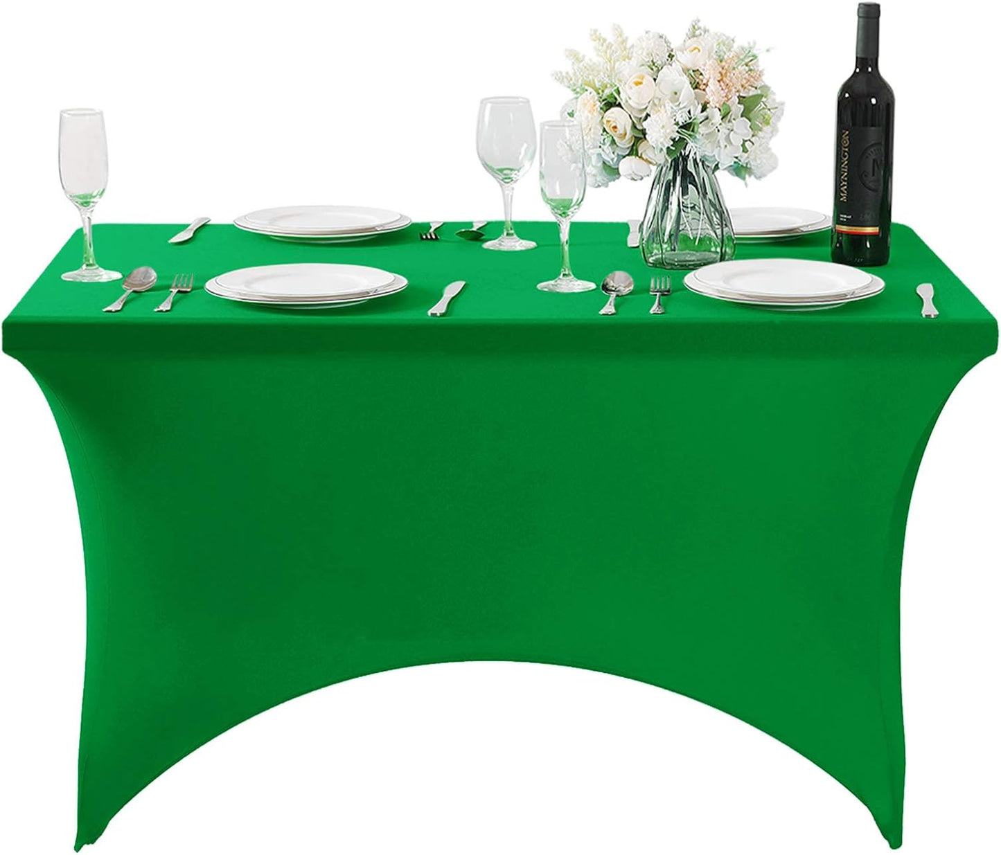 Spandex Table Cover for 4FT or 6ft or 8ft Table Universal Fitted Stretch Tablecloth for Party, Banquet, Wedding and Events-Emerald