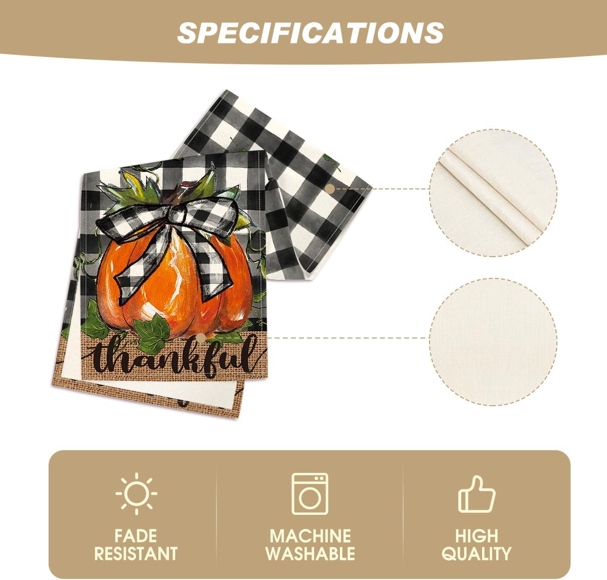 Artoid Mode Buffalo Plaid Bowknot Pumpkin Thankful Fall Table Runner, Autumn Thanksgiving Kitchen Dining Table Decoration for Home Party Decor 13x48 Inch
