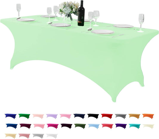 Spandex Table Cover for 8FT or 4ft or 6ft Table Universal Fitted Stretch Tablecloth for Party, Banquet, Wedding and Events-Mint