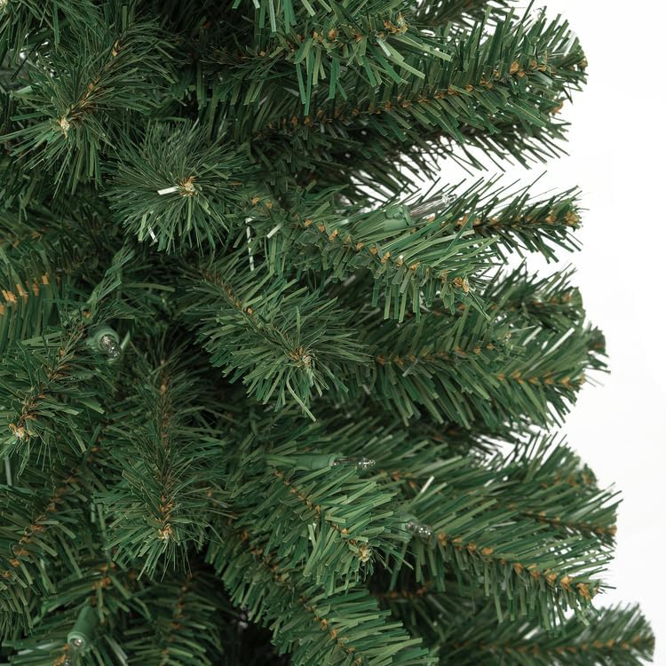 Naomi Home 9ft Slim Christmas Tree with Lights Realistic Skinny Pencil Christmas Tree Prelit with 1455 Branch Tips 500 Warm Lights and Metal Stand Aritificial Tree Árbol De Navidad