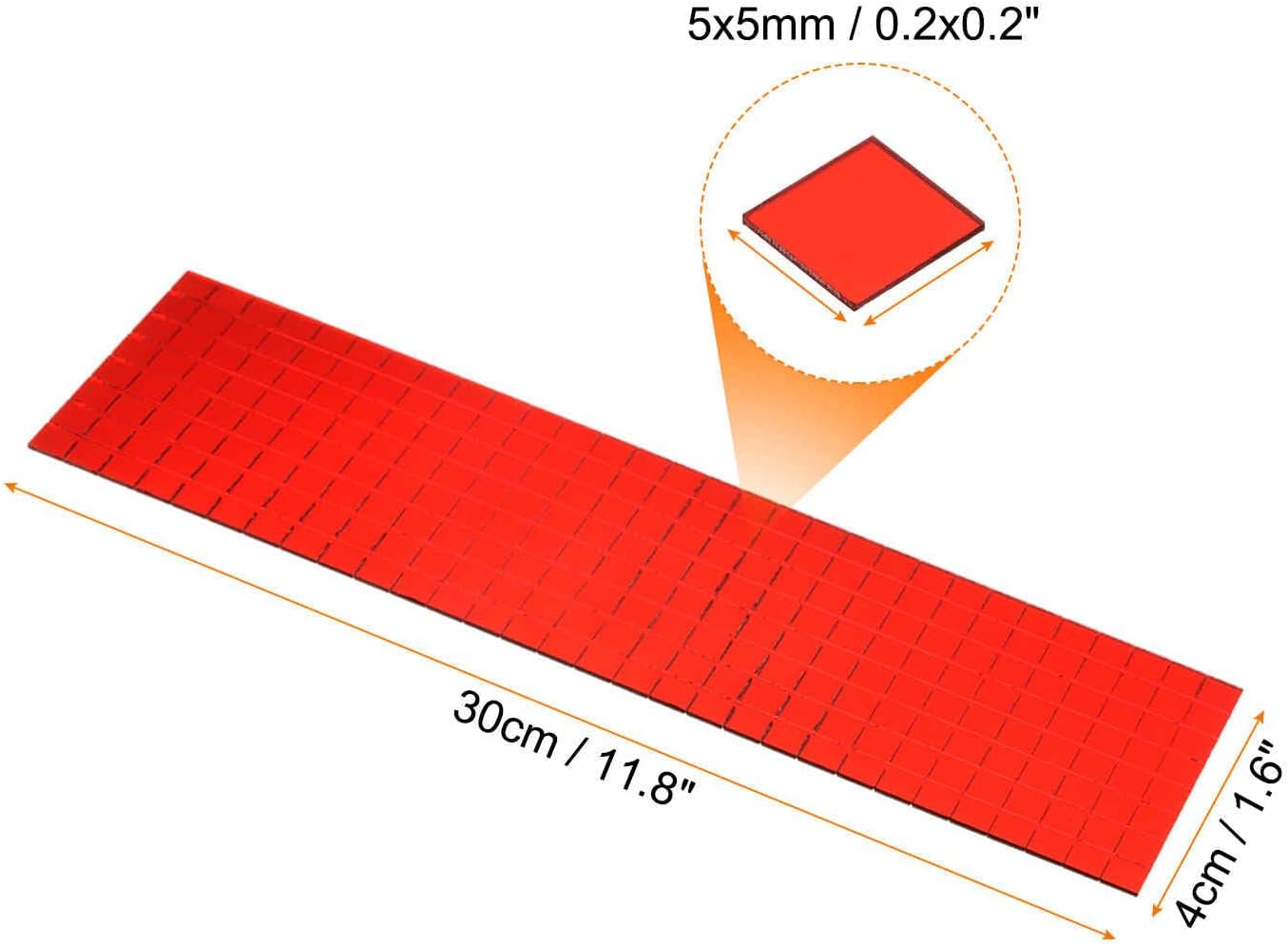 HARFINGTON 15 Sheet 7200 Pieces Self Adhesive Mirror Mosaic Tiles 5x5mm Small Square Mirror Tiles Sticker Disco Ball Stickers Mini Glass Tiles for DIY Craft Party Home Decoration, Red