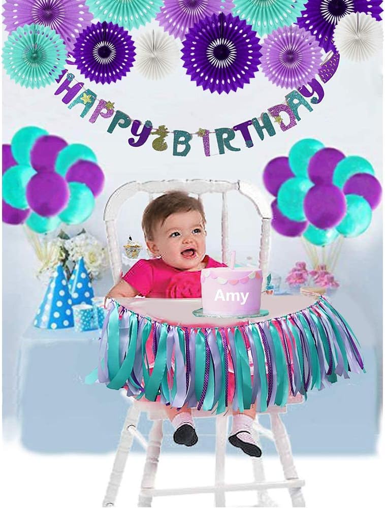 BEISHIDA Purple Lavender Blue Hanging Honeycomb Round Paper Fans Decoration Kit Tissue Paper Fan Garland for Baby Shower Girl Kid Birthday Under The Sea Wedding Party Supplies（11packs）