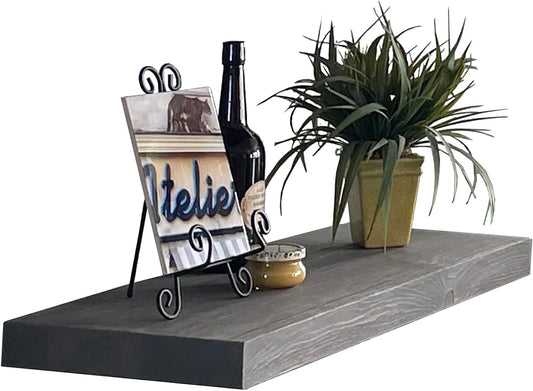 Joel's Antiques - 30 Inch Wooden Floating Shelves for Wall - 30x12x2 in - Made of Natural Wood - Long Heavy Duty Rustic Wall Shelves for Bedroom - Perfect for Living Room, Kitchen - Gray, Grey