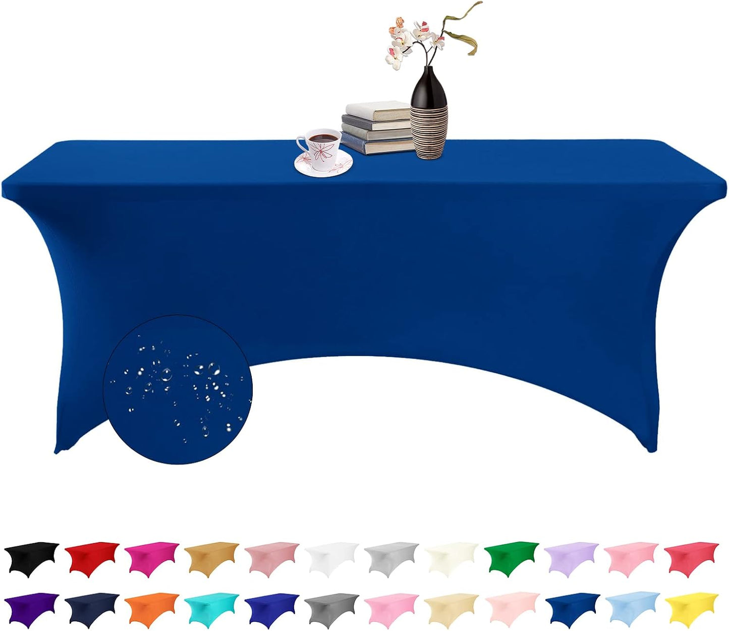 Spandex 6ft Waterproof Table Cover for Party,Wedding, Banquet, and Events(Classicbule)