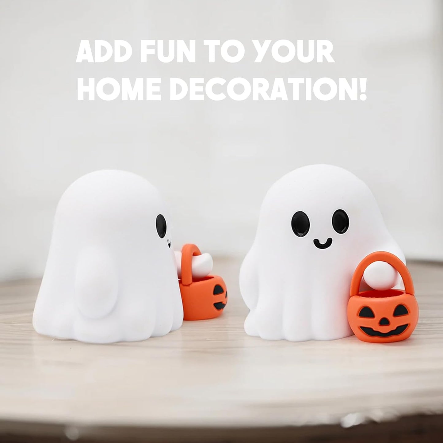 Halloween Ghost Figurine, Funny Spooky Resin Ghost with Pumpkin Basket Statue, Cute Decor for Halloween Decorations Indoor, Porch and Indoor Spooky Home Decor Gifts