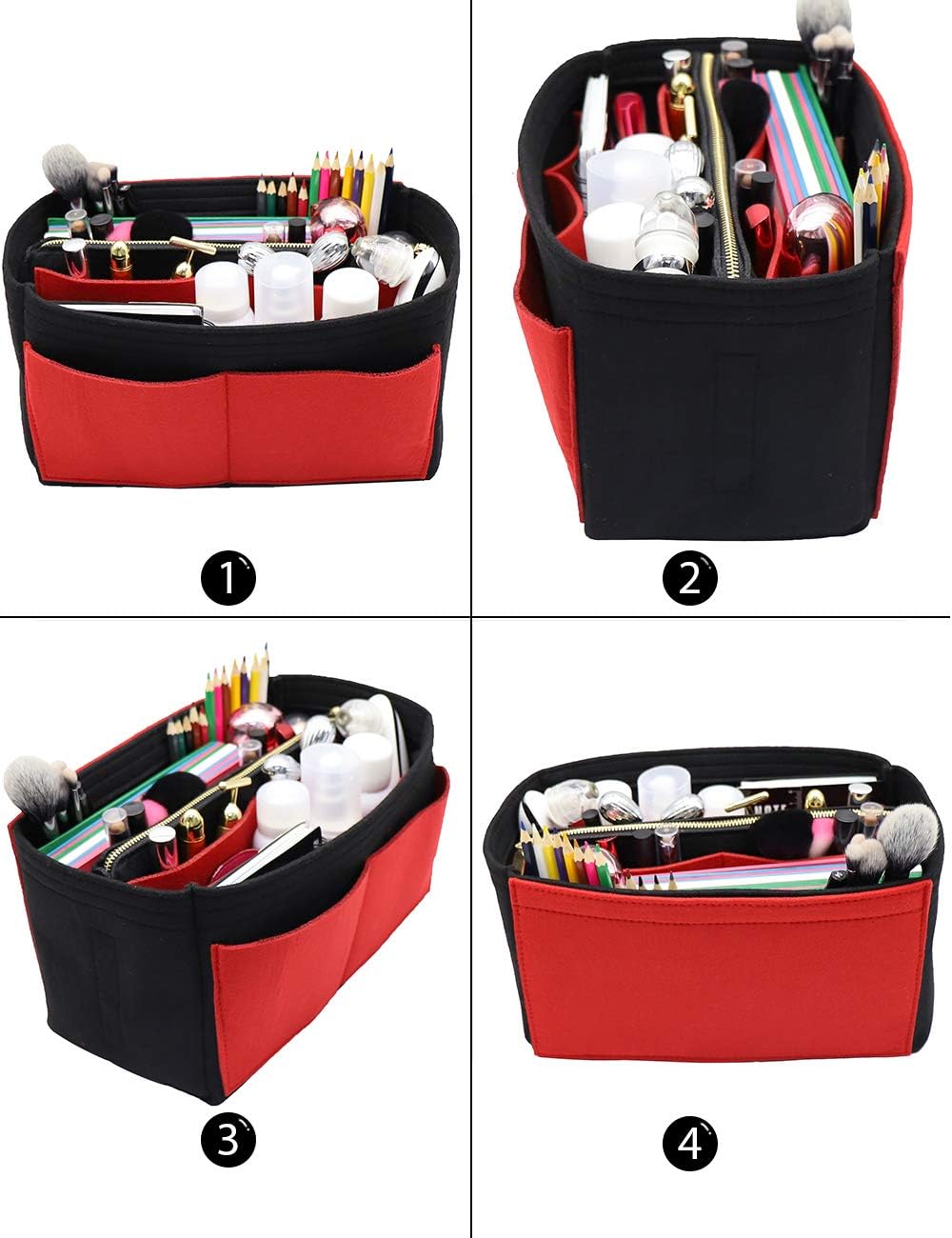 LEXSION Felt Purse Bag Organizer Insert with zipper Bag Tote Shaper Fit Speedy Neverful PM MM