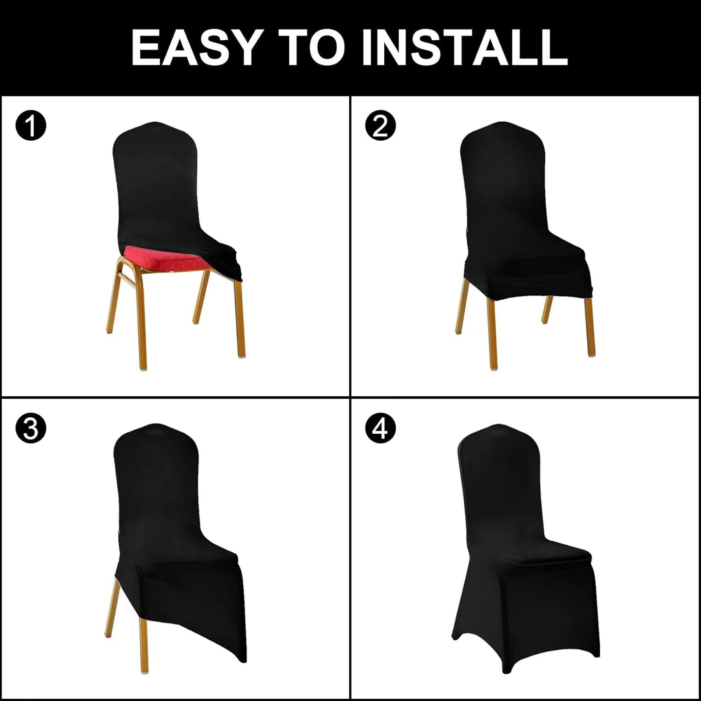 SUPERO Waterproof Spandex Chair Cover 25PCS, Stretch Dining Chair Covers, Polyester Outdoor Chair Covers, Protector Stretch Chair Cover for Party Universal, Banquet, Wedding Event, Hotel(Champagne)