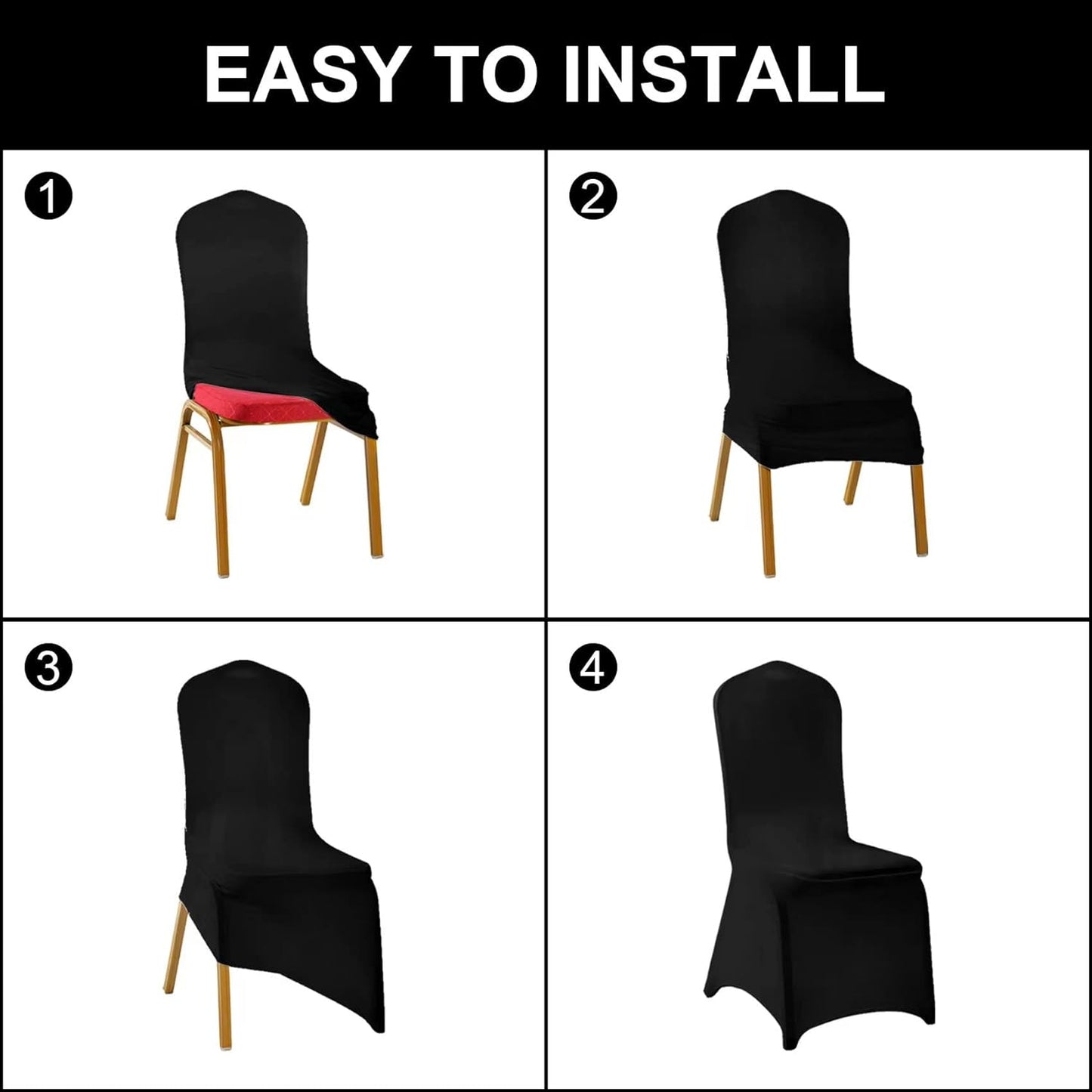 SUPERO Waterproof Spandex Chair Cover 50PCS, Stretch Dining Chair Covers, Polyester Outdoor Chair Covers, Protector Stretch Chair Cover for Party Universal, Banquet, Wedding Event, Hotel(White)