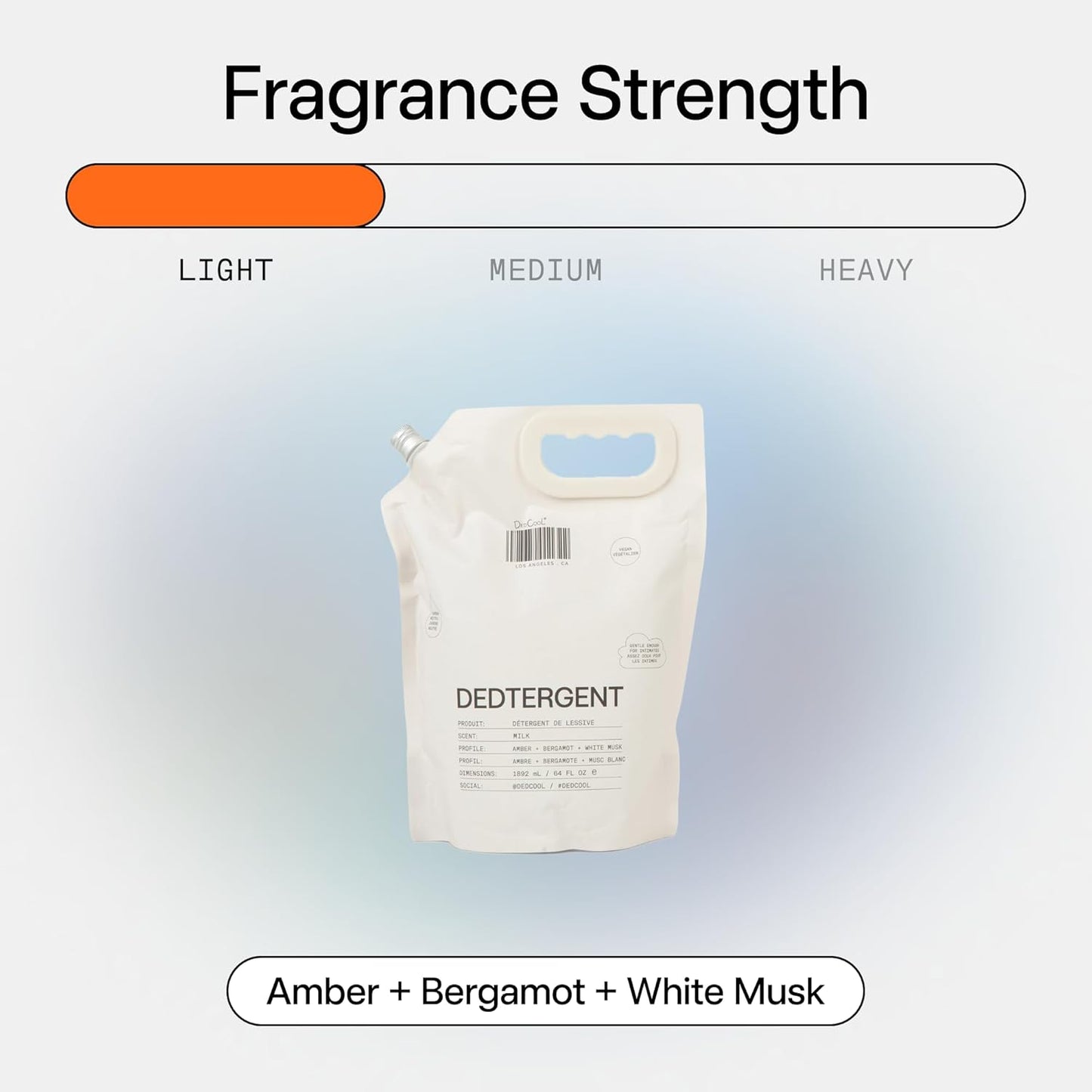 DedCool Liquid Laundry Dedtergent (Milk Refill 64 fl oz) Luxurious Fragrance, Scented, Removes Stains, Ideal for 60 Washes, Infused with Essential Oils, Vegan, Non-Toxic, Cruelty & Dye Free