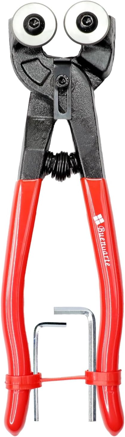 Glass Tile Nippers - Heavy Duty Wheeled Glass Mosaic Nipper & Hd Ceramic Tile Nipper, Tile Cutter Pliers Soft-grip Handle - Shapping Plier, Nipper Cutting Tools (8 Inch Wheeled Glass Mosaic Nipper)