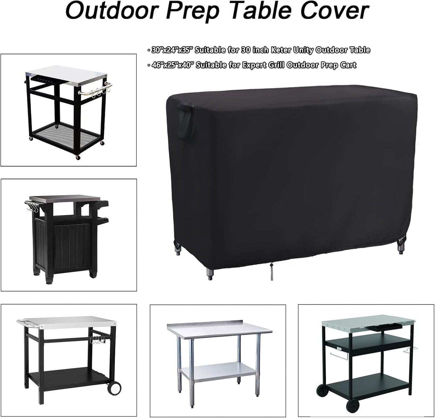 Kingling Outdoor Prep Table Covers, Waterproof Stainless Steel Table Cover Metal Table Cover Protection for Patio Kitchen Prep/Work Tables - 60''L x 30''W x 34''H