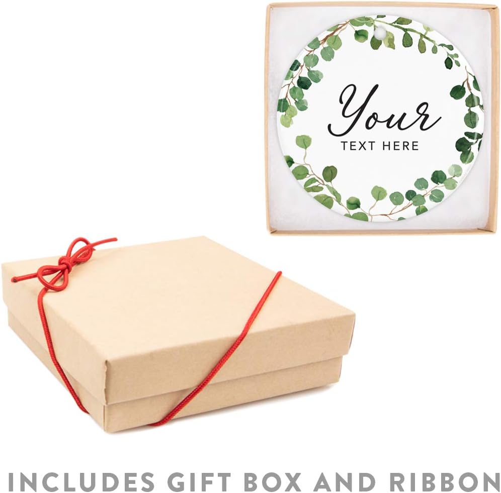 Andaz Press Personalized Round Ceramic Porcelain Christmas Tree Ornament Gift, Your Text Here, Farmhouse Eucalyptus Wreath, 1-PackGirl's Grandchild Niece Birthday Ideas